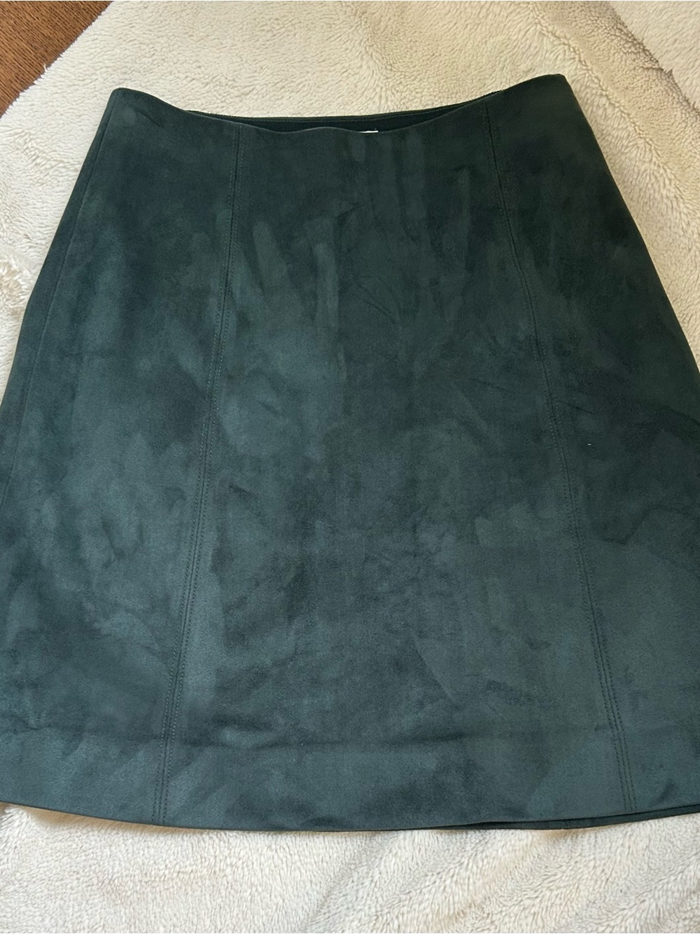 Women's Dark Green Suede A-Line Mini Skirt